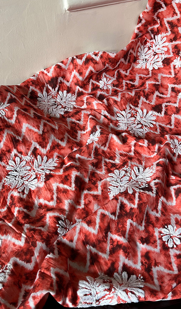 Women's Lakhnavi Handcrafted Cotton Chikankari Unstitched Kurti Fabric - HONC0268845