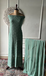 Load image into Gallery viewer, Women's Lucknowi Handcrafted Viscose Georgette Unstitched Chikankari Suit Material - HONC0325151