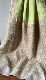 Load image into Gallery viewer, Falisha Women's Lakhnavi Handcrafted Cotton Chikankari Saree - HONC0255943