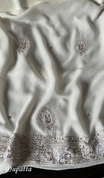 将图像加载到图库查看器中, Women's Lakhnavi Handcrafted Pure Silk Georgette Chikankari Kurta And Dupatta Set- HONC0249937