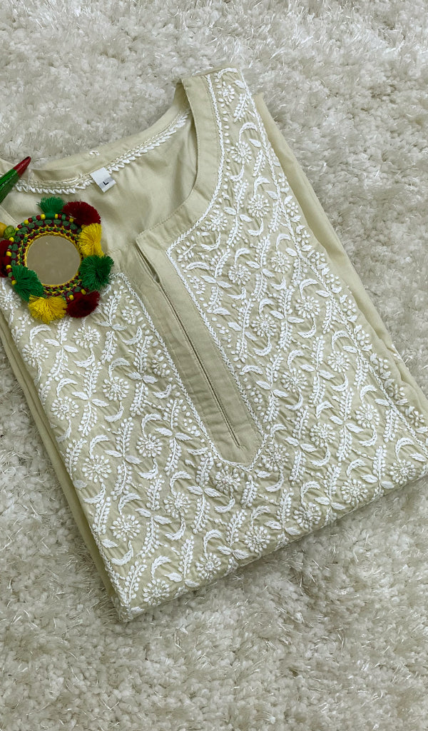 Gulnaaz Women's Lucknowi Handcrafted Mul Cotton Chikankari Kurti - HONC0161269