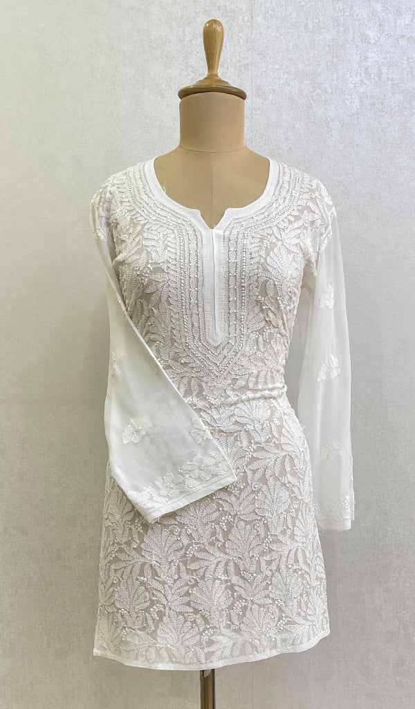 Women's Lakhnavi Handcrafted Viscose Georgette Chikankari Kurti- HONC149207