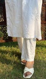 将图像加载到图库查看器中, Women's Lucknowi Handcrafted Cotton Chikankari Pant - HONC0250583
