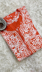 Load image into Gallery viewer, Women's Lucknowi Handcrafted Cotton Chikankari Kurti- HONC0147433