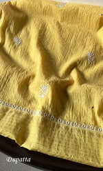 Load image into Gallery viewer, Women's Lakhnavi Handcrafted Mul Chanderi Semi - stitched Kurta And Dupatta Set- HONC0282405