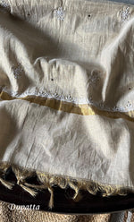Load image into Gallery viewer, Women's Lakhnavi Handcrafted Tissue Chanderi Unstitched Kurta And Dupatta Set - HONC0267163