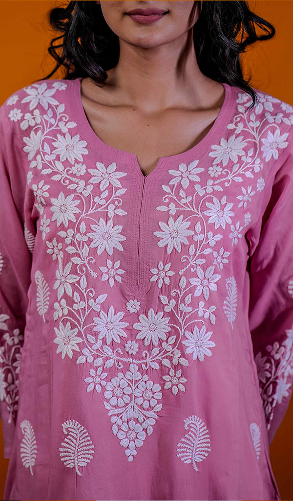 Reet Women's Lucknowi Handcrafted Modal Cotton Chikankari Kurti - HONC0211952