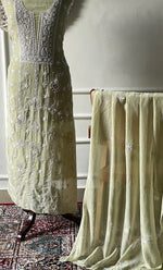 Load image into Gallery viewer, Women's Lakhnavi Handcrafted Unstitched Mul Chanderi Kurta And Dupatta Set - HONC0329036