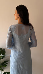 Load image into Gallery viewer, Yusra Women's Lakhnavi Handcrafted Viscose Georgette Chikankari Kurti- HONC0268917