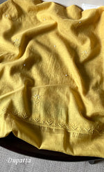 Load image into Gallery viewer, Women's Lakhnavi Handcrafted Mul Chanderi Unstitched Chikankari Full Suit Material - HONC0306982