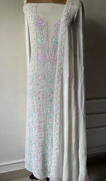 Load image into Gallery viewer, Women's Lakhnavi Handcrafted Pure Silk Georgette Chikankari Kurta And Dupatta Set- HONC0241831