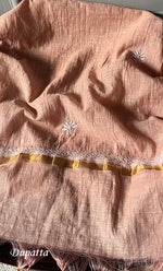 Load image into Gallery viewer, Women's Lakhnavi Handcrafted Linen Cotton Semi -Stitched Anarkali And Dupatta Set - HONC0273160