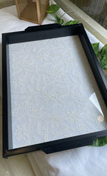 Load image into Gallery viewer, Handcrafted Chikankari Serving Tray – Elegant Wooden Frame (12.5 x 9 Inch) - HONC0263217