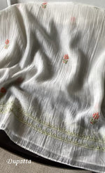 Load image into Gallery viewer, Women's Lakhnavi Handcrafted Mul Chanderi Semi - stitched Kurta And Dupatta Set- HONC0314875