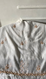 Load image into Gallery viewer, Saziya Women's Lakhnavi Handcrafted Mul Chanderi Semi - Stitched Kurta And Dupatta Set - HONC0357404