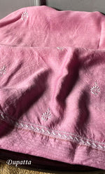 Load image into Gallery viewer, Women's Lakhnavi Handcrafted Munga Silk Chikankari Kurta And Dupatta Set- HONC0278049
