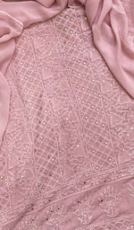 Load image into Gallery viewer, Women's Lakhnavi Handcrafted Viscose Georgette Chikankari Full Suit Material - HONC0194927