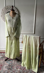 将图像加载到图库查看器中, Izana Women's Lakhnavi Handcrafted Mul Chanderi Semi - stitched Chikankari Full Suit Material - HONC0333507