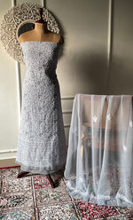 Load image into Gallery viewer, Women's Lucknowi Handcrafted Faux-Georgette Chikankari Suit Material - HONC0263367