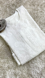 将图像加载到图库查看器中, Women's Lakhnavi Handcrafted Viscose Georgette Chikankari Kurti - HONC0207815