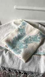 将图像加载到图库查看器中, Titli Women's Lakhnavi Handcrafted Unstitchd Mul Chanderi Kurta And Dupatta Set - HONC0330019