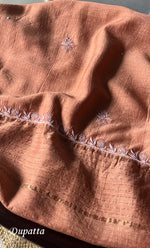 Load image into Gallery viewer, Women's Lakhnavi Handcrafted Munga Silk Unstitched Chikankari Kurta And Dupatta Set- HONC0272984