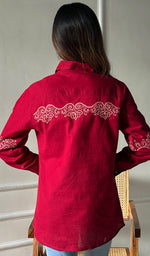 Load image into Gallery viewer, Women's Lucknowi Handcrafted Slub Cotton Chikankari Top - HONC0299073