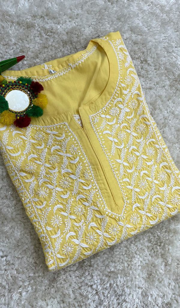 Gulnaaz Women's Lucknowi Handcrafted Mul Cotton Chikankari Kurti - HONC0161229