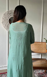 Load image into Gallery viewer, Women's Lakhnavi Handcrafted Viscose Georgette Chikankari Kurti - HONC0318834