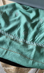 Load image into Gallery viewer, Women's Lakhnavi Handcrafted Munga Silk Unstitched Chikankari Kurta And Dupatta Set- HONC0282382