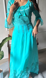 Load image into Gallery viewer, Aadab Women's Lucknowi Handcrafted Faux-Georgette Chikankari Anarkali Dress - HONC038933