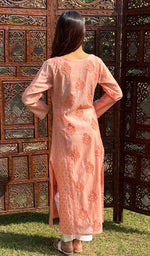 Load image into Gallery viewer, Masooma Women's Lucknowi Handcrafted Chanderi Chikankari Kurti - HONC0258062