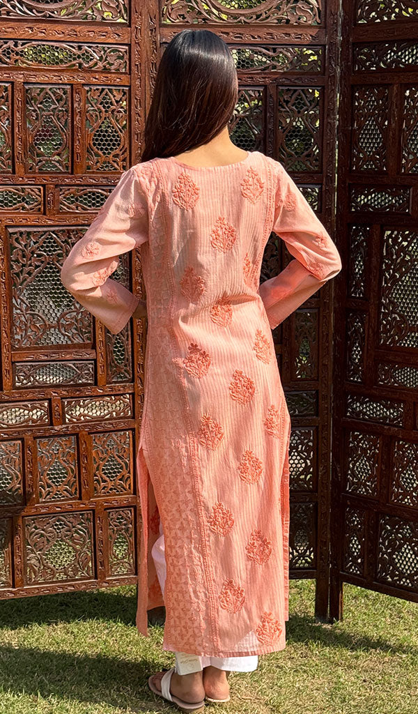Masooma Women's Lucknowi Handcrafted Chanderi Chikankari Kurti - HONC0258062
