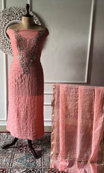 将图像加载到图库查看器中, Women's Lakhnavi Handcrafted Mul Chanderi Unstitched Chikankari Full Suit Material - HONC0320777