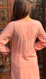 将图像加载到图库查看器中, Women's Lucknowi Handcrafted Modal Cotton Chikankari Kurti - HONC0236973