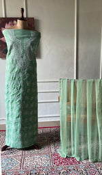 Load image into Gallery viewer, Women's Lakhnavi Handcrafted Cotton Unstitched Chikankari Suit Material - HONC0360794