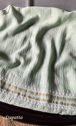 Load image into Gallery viewer, Women's Lakhnavi Handcrafted Mul Chanderi Unstitched Kurta And Dupatta Set- HONC0288994