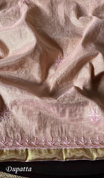 Load image into Gallery viewer, Women's Lakhnavi Handcrafted Tissue Chanderi Chikankari Suit Material - HONC0275987