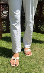 Load image into Gallery viewer, Women's Lucknowi Handcrafted  Cotton Chikankari Pant - HONC0285986