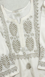 Load image into Gallery viewer, Women's Lucknowi Handcrafted Modal Cotton Chikankari Kurti - HONC0232121