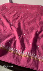 Load image into Gallery viewer, Jazba Women's Lakhnavi Handcrafted Mul Chanderi UnStitched Kurta And Dupatta Set - HONC0318608