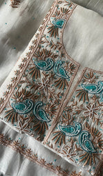 Load image into Gallery viewer, Gulbano Women's Lakhnavi Handcrafted Mul Chanderi Unstitched Kurta And Dupatta Set - HONC0241736