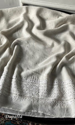 将图像加载到图库查看器中, Women's Lakhnavi Handcrafted Pure Silk Georgette Chikankari Semi - Stitched Anarkali And Dupatta Set- HONC0302212