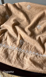 Load image into Gallery viewer, Women's Lakhnavi Handcrafted Mul Chanderi Semi - stitched Kurta And Dupatta Set- HONC0280973