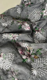 将图像加载到图库查看器中, Women's Lakhnavi Handcrafted Organza Chikankari Unstitched Kurti Fabric - HONC0165688