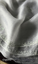 Load image into Gallery viewer, Women's Lakhnavi Handcrafted Pure Organza Chikankari Unstitched Kurta And Dupatta Set- HONC0297175