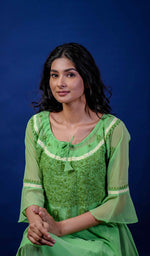 Load image into Gallery viewer, Aadab Women's Lakhnavi Handcrafted Faux-Georgette Chikankari Anarkali Dress