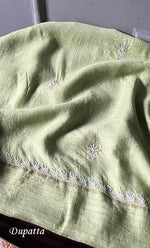 Load image into Gallery viewer, Women's Lakhnavi Handcrafted Munga Silk Chikankari Kurta And Dupatta Set- HONC0278122