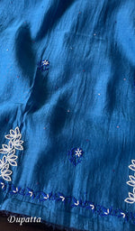 Load image into Gallery viewer, Saziya Women's Lakhnavi Handcrafted Mul Chanderi Semi - Stitched Kurta And Dupatta Set - HONC0282833