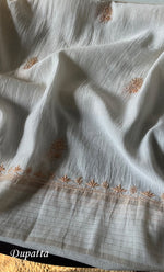 Load image into Gallery viewer, Women's Lakhnavi Handcrafted Maheshwari Mul Chanderi UnStitched Kurta And Dupatta Set - HONC0288350